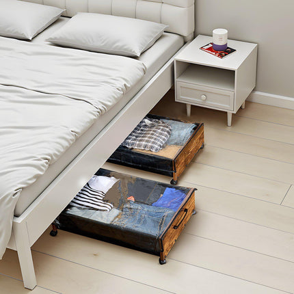 Underbed Storage Bins With Lockable Wheels, 2-Pack