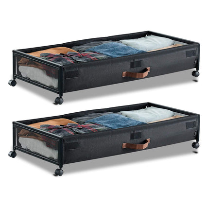 Underbed Storage Bins With Wheels, Clear Lid, 2 Pack