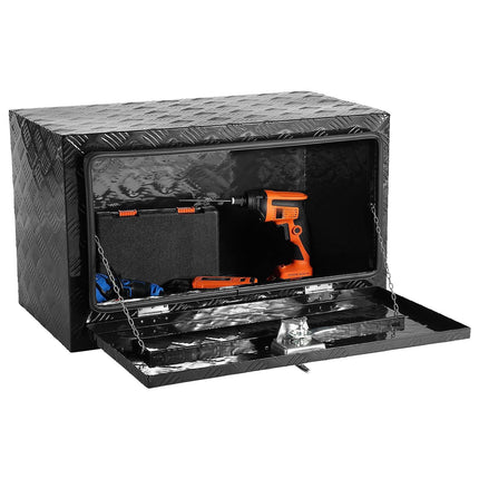 Underbody Truck Tool Box, Aluminum Diamond Plate, 30x17x18 In