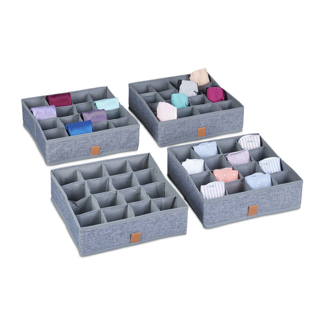 Underwear Drawer Organisers, Set of 4 with 16 Compartments