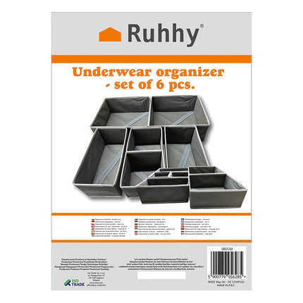 Underwear Drawer Organizer Set, 6 Non-Woven Containers