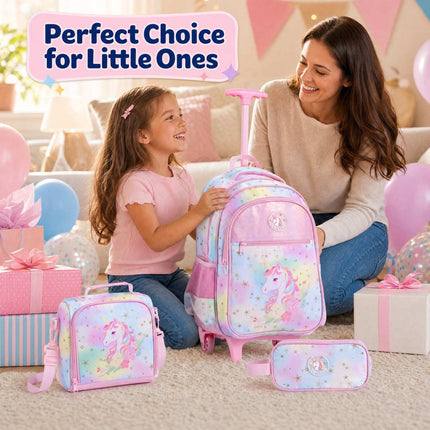 Unicorn 3-Piece Rolling Backpack Set with Lunch Bag & Case