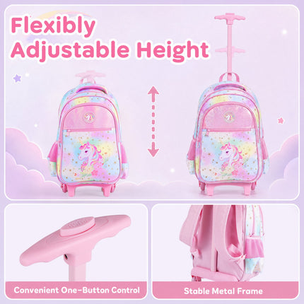Unicorn 3-Piece Rolling Backpack Set with Lunch Bag & Case
