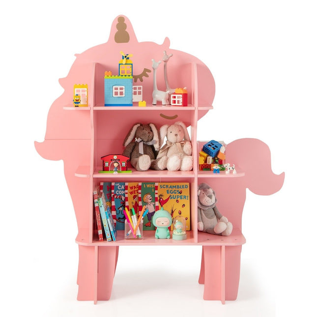 Unicorn Bookshelf for Kids Toy Storage Organizer with Open Shelves
