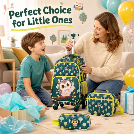 Unicorn Kids Rolling Backpack Set with Lunch Bag & Case