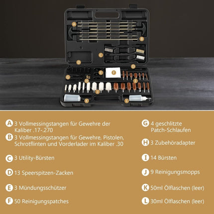 Universal Gun Cleaning Kit – Brass Rods, Brushes, Carry Case