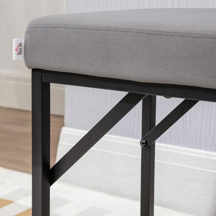Dark gray velvet upholstered bench for bedroom or hall