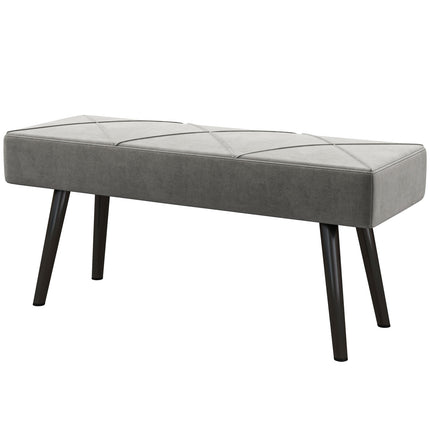 Velvet covered bench - grey, 100x36x45 cm, 120 kg capacity