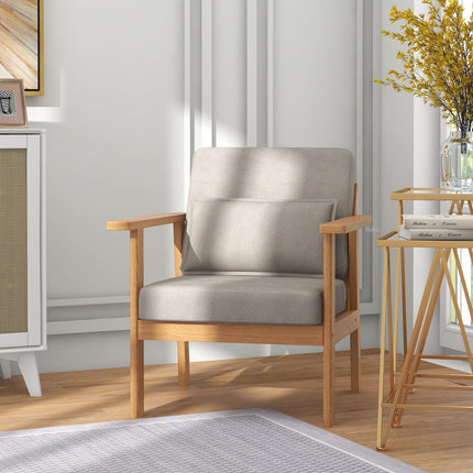 Upholstered gray accent chair with armrests - 70x72x76 cm