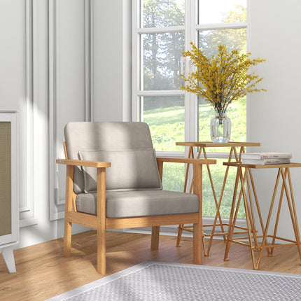 Upholstered gray accent chair with armrests - 70x72x76 cm