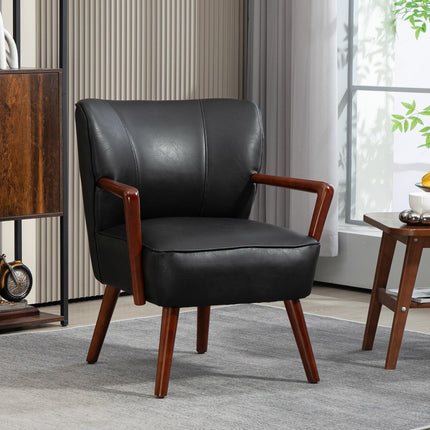 Upholstered chair in artificial leather, upholstered with armrests