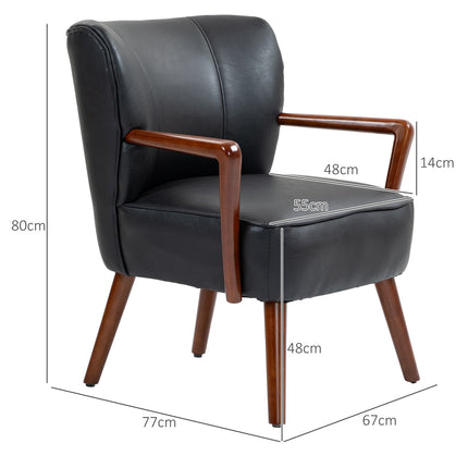 Upholstered chair in artificial leather, upholstered with armrests