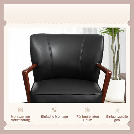 Upholstered chair in artificial leather, upholstered with armrests