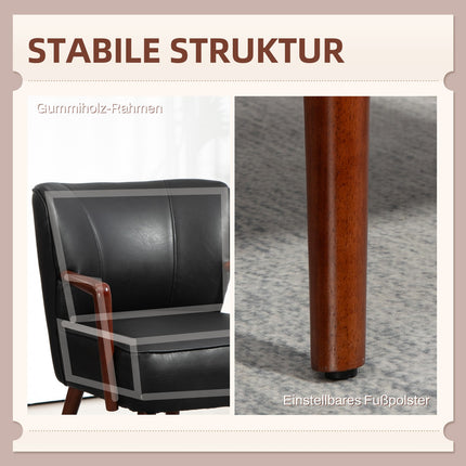 Upholstered chair in artificial leather, upholstered with armrests