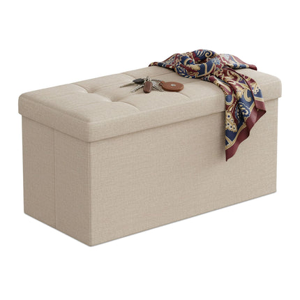 Upholstered Storage Bench – Foldable, Seats Two