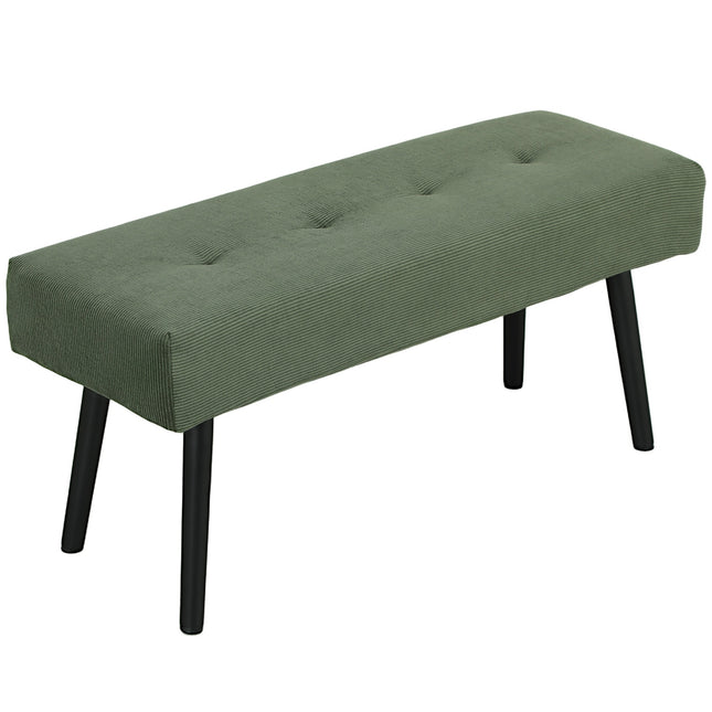 Ławka tapicerowana z pokrowcem z kordu, ławka do łóżka z metalowymi nogami, ławka na buty 100 x 36 x 45 cm Zielony