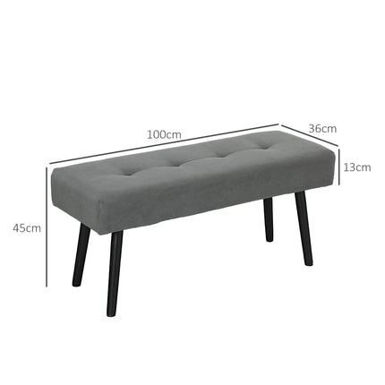 Corduroy Upholstered Bench, 100x36x45 cm, Grey