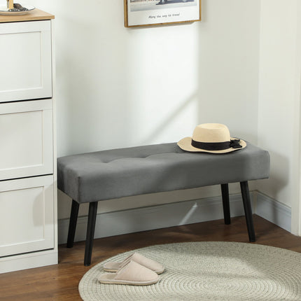 Corduroy Upholstered Bench, 100x36x45 cm, Grey