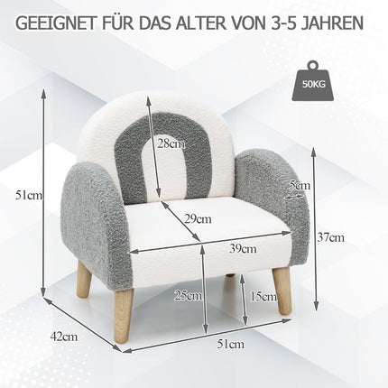 Upholstered children's sofa with solid wood legs children's armchair gray