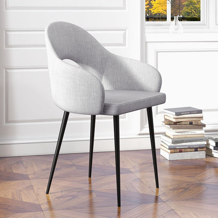 Relaxation chair in gray linen look with armrests, steel frame