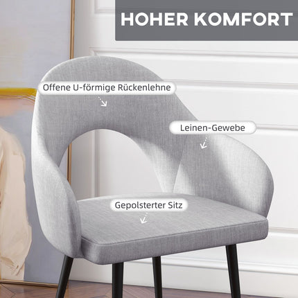 Relaxation chair in gray linen look with armrests, steel frame