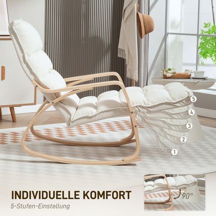 Rocking Chair with Adjustable Footrest, Cream White