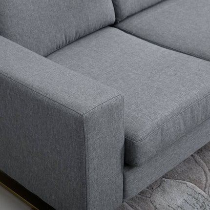 3-seater dark gray upholstered fabric sofa, linen finish