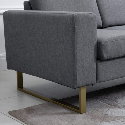 3-seater dark gray upholstered fabric sofa, linen finish