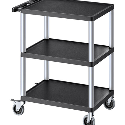 Utility Cart, 3-Shelf, 300 lb Capacity, Locking Wheels