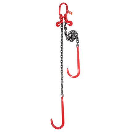V Bridle Tow Chain, 3/8 In x 3 Ft, J and Grab Hooks