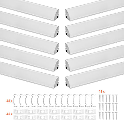 V-Shaped LED Aluminum Channel 10-Pack, 2 m Milky Cover