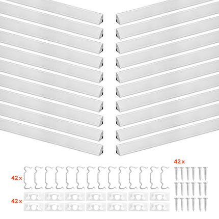 V-Shaped LED Aluminum Channel, 20-Pack 1m Milky Diffuser