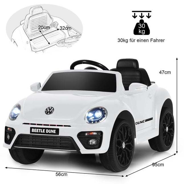 VW Beetle children's car with music & 2 lighting modes including 2.4G remote control white
