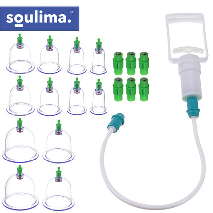 Vacuum Cupping Set, 12 Fireless Cups with Pump