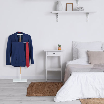 Valet stand in white and wood look