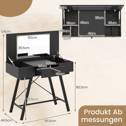 Vanity Table with Mirror, Charging Station & Drawer