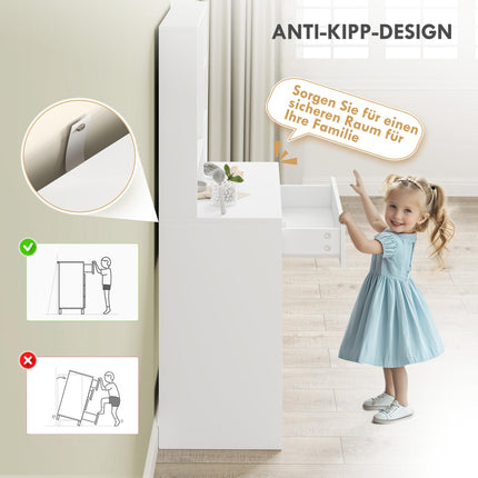 Vanity Table with Mirror, Drawer, White Particleboard