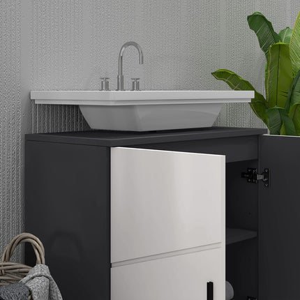 Gray bathroom base, adjustable shelf, anti-tip, 60x30x60 cm