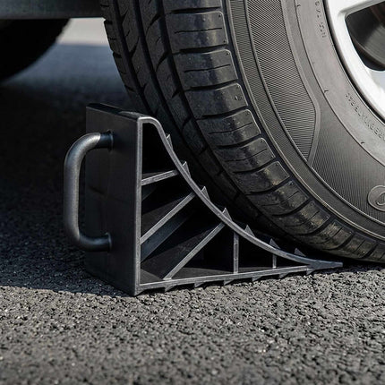 Vehicle Wheel Chocks, 4-Pack with Handle, Black Plastic