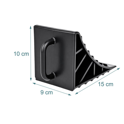 Vehicle Wheel Chocks with Handle, 2-Pack, Black Plastic
