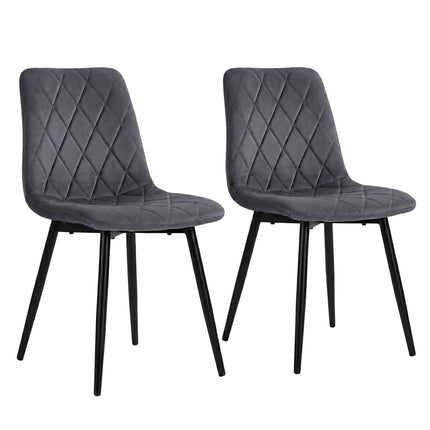 Velvet Dining Chairs, Anthracite, 2-Pack, Upholstered