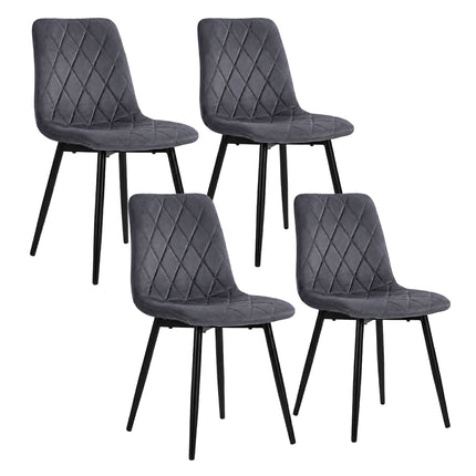Velvet Dining Chairs, Anthracite, 4-Pack, Upholstered