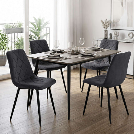 Velvet Dining Chairs, Anthracite, 4-Pack, Upholstered