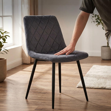 Velvet Dining Chairs, Anthracite, 4-Pack, Upholstered