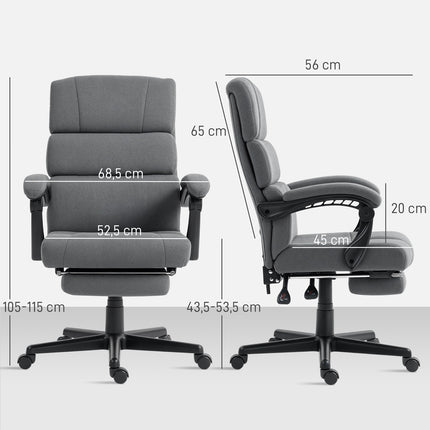 Velvet-Look Adjustable Office Chair, Rolling, Gray