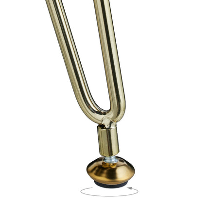Velvet Stool with Gold Hairpin Legs, Padded Seat