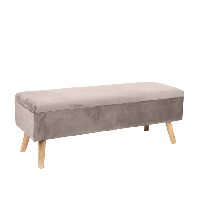 Velvet Storage Bench with Eucalyptus Legs