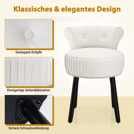 Velvet Vanity Chair with Tufted Backrest, White