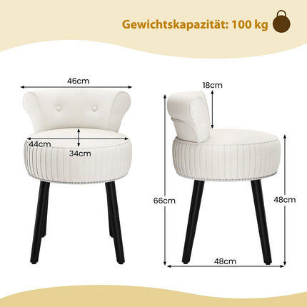 Velvet Vanity Chair with Tufted Backrest, White