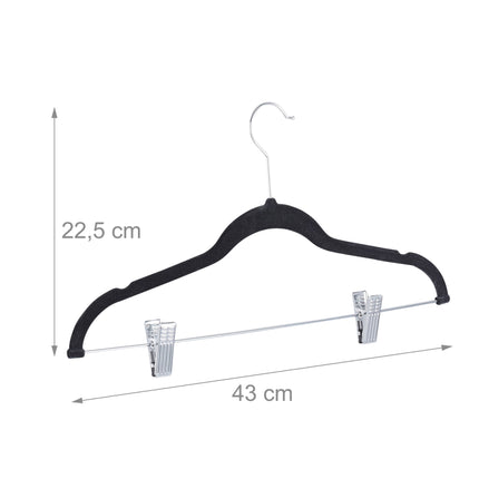 Velvet hanger with clips set of 12